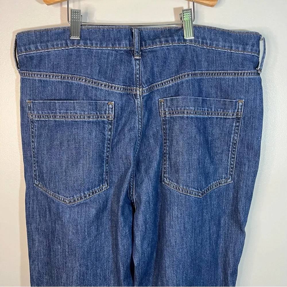 J Crew Classic Blue Women's Wide Leg Cotton Denim Trousers Jeans Size 32